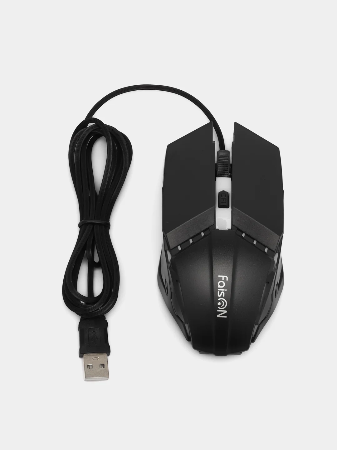 Проводная компьютерная мышка FaisON M-11, оптическая, RGB, 800/1200/1600 dpi, кабель 1.5 м