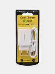 Желтый сетевое зарядное устройство с быстрой зарядкой Type-C / micro-USB, зарядник, комплект