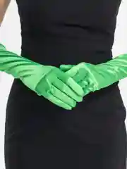 Зеленый атласные перчатки, удлиненные, выше локтя, 16 цветов