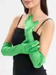 Зеленый атласные перчатки, удлиненные, выше локтя, 16 цветов