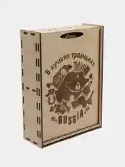 Подарочный набор стопок с гравировкой в деревянной коробке с надписью "Russia"