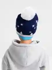 Алый зимняя шапка, с новогодним принтом, с шерстяным помпоном