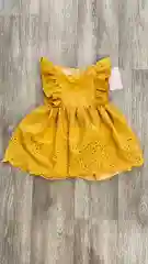 Платье с коротким рукавом, желтое, для девочки