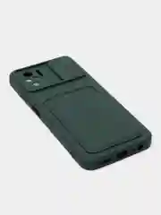 Зеленый чехол c визитницей Xiaomi Redmi Note 10, Poco X3, Poco M3, iPhone 11, 12 Pro, 12 Pro Max