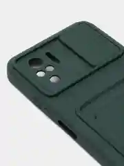 Зеленый чехол c визитницей Xiaomi Redmi Note 10, Poco X3, Poco M3, iPhone 11, 12 Pro, 12 Pro Max
