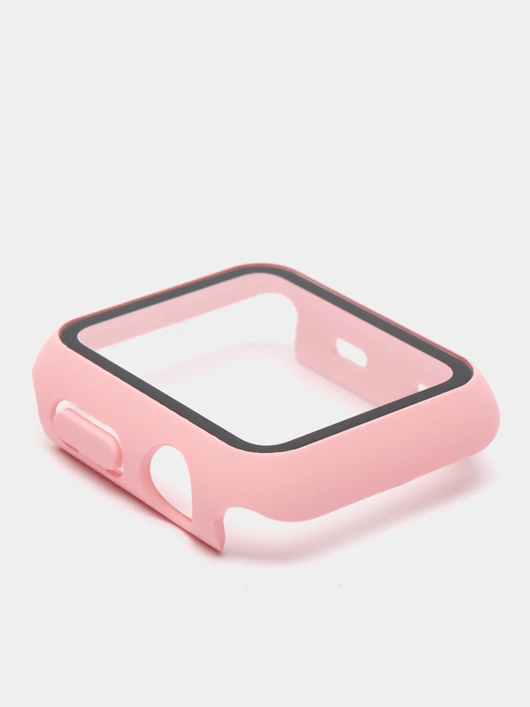 Бежевый силиконовый ремешок + защитная накладка со стеклом на корпус Apple Watch 38 mm
