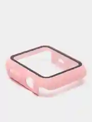 Бежевый силиконовый ремешок + защитная накладка со стеклом на корпус Apple Watch 38 mm