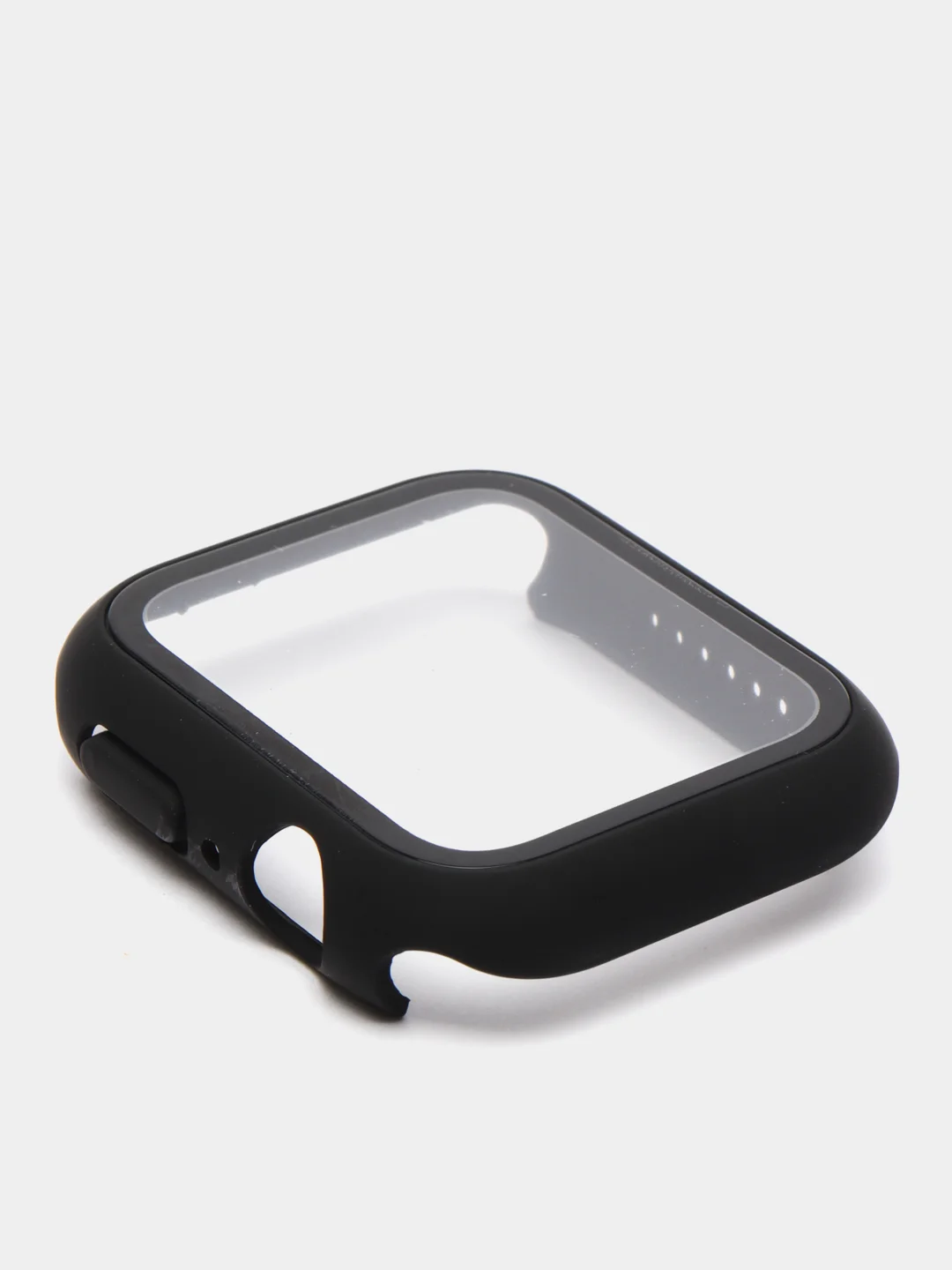 Темно-синий силиконовый ремешок + защитная накладка со стеклом на корпус Apple Watch 44 mm