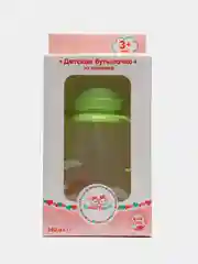Бутылочка Рома+Машка с ручками, широким горлышком и силиконовой соломинкой 240 мл зеленая