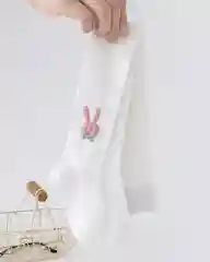 Белый детские колготки, с декором зайца, морковки