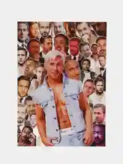 Белый открытка "Райан Гослинг", почтовая с крафтовым конвертом, А6