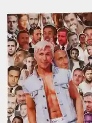Белый открытка "Райан Гослинг", почтовая с крафтовым конвертом, А6