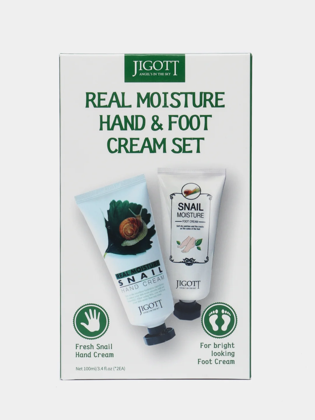 Набор кремов для рук и ног с экстрактом слизи улитки Jigott Real Moisture Set