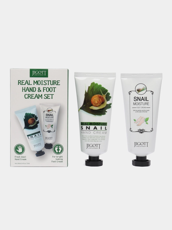 Набор кремов для рук и ног с экстрактом слизи улитки Jigott Real Moisture Set