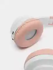 Розовый наушники детские, беспроводные, светящиеся, с ушками