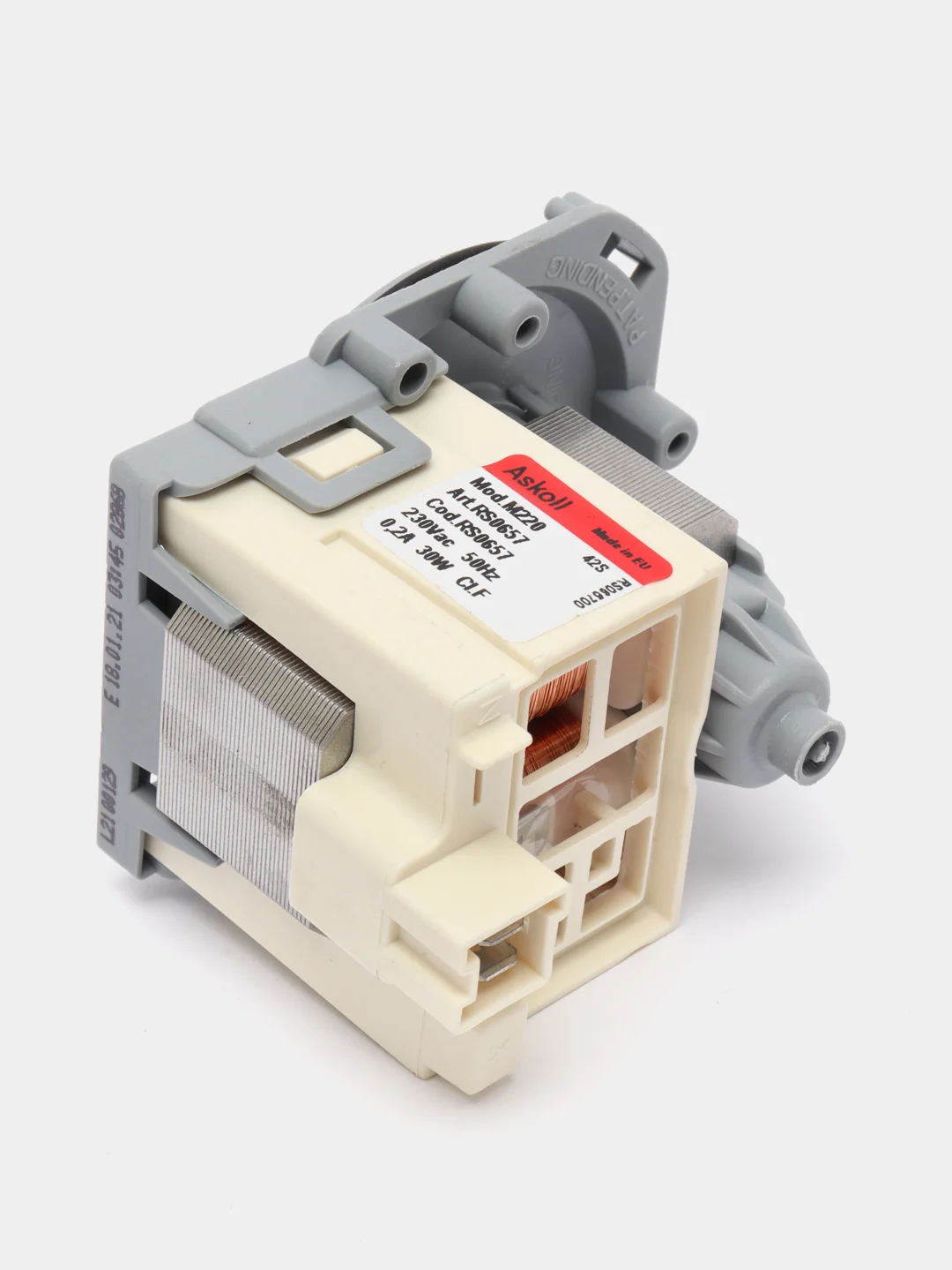 Насос сливной, помпа Askoll M220 стиральных машин 30W, 3 защелки, выводы назад под фишку