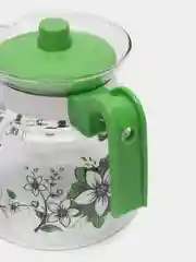 Кувшин PENTOLA-1200, из жаропрочного стекла, с пластиковой ручкой, зеленый, 1.2 л