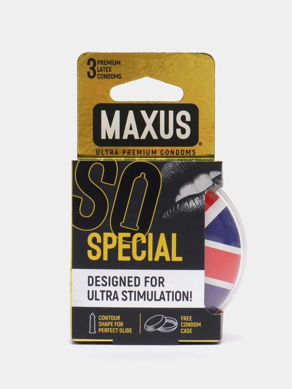 Презервативы с точками и ребрами MAXUS AIR Special, 3 штуки, в пластиковом кейсе