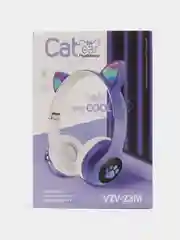 Синий наушники детские, беспроводные, светящиеся, с ушками