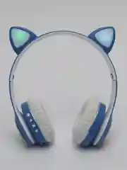 Синий наушники детские, беспроводные, светящиеся, с ушками