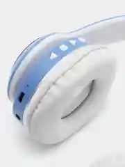 Синий наушники детские, беспроводные, светящиеся, с ушками