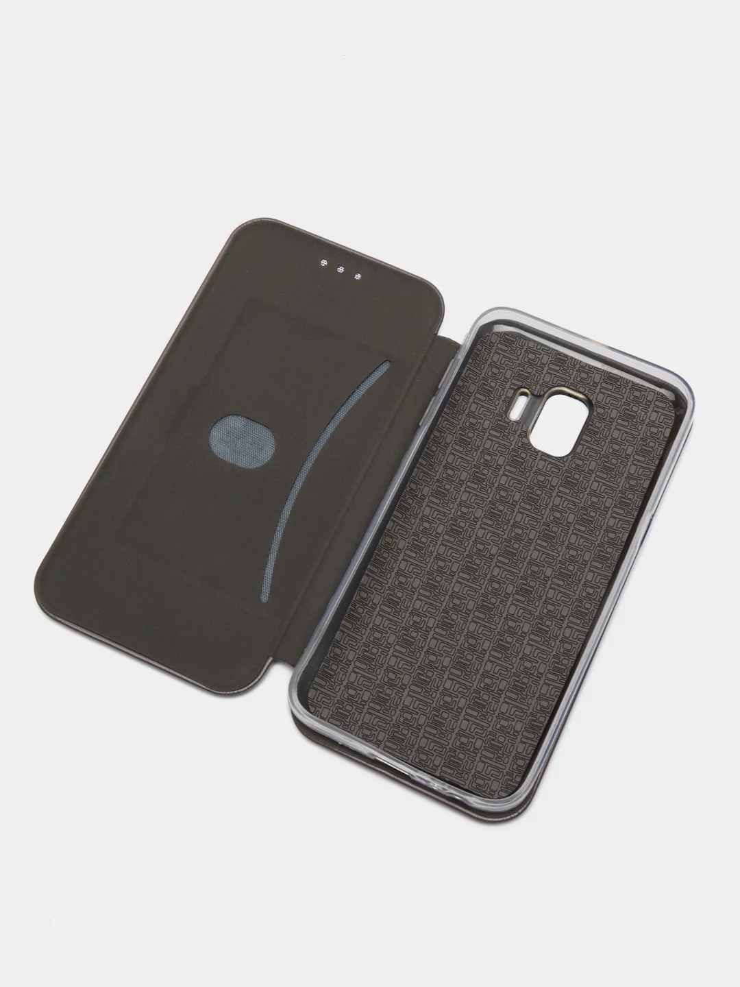 Серебряный чехол-книжка на Samsung Galaxy J2 Core, Самсунг Галакси Джи2 Кор