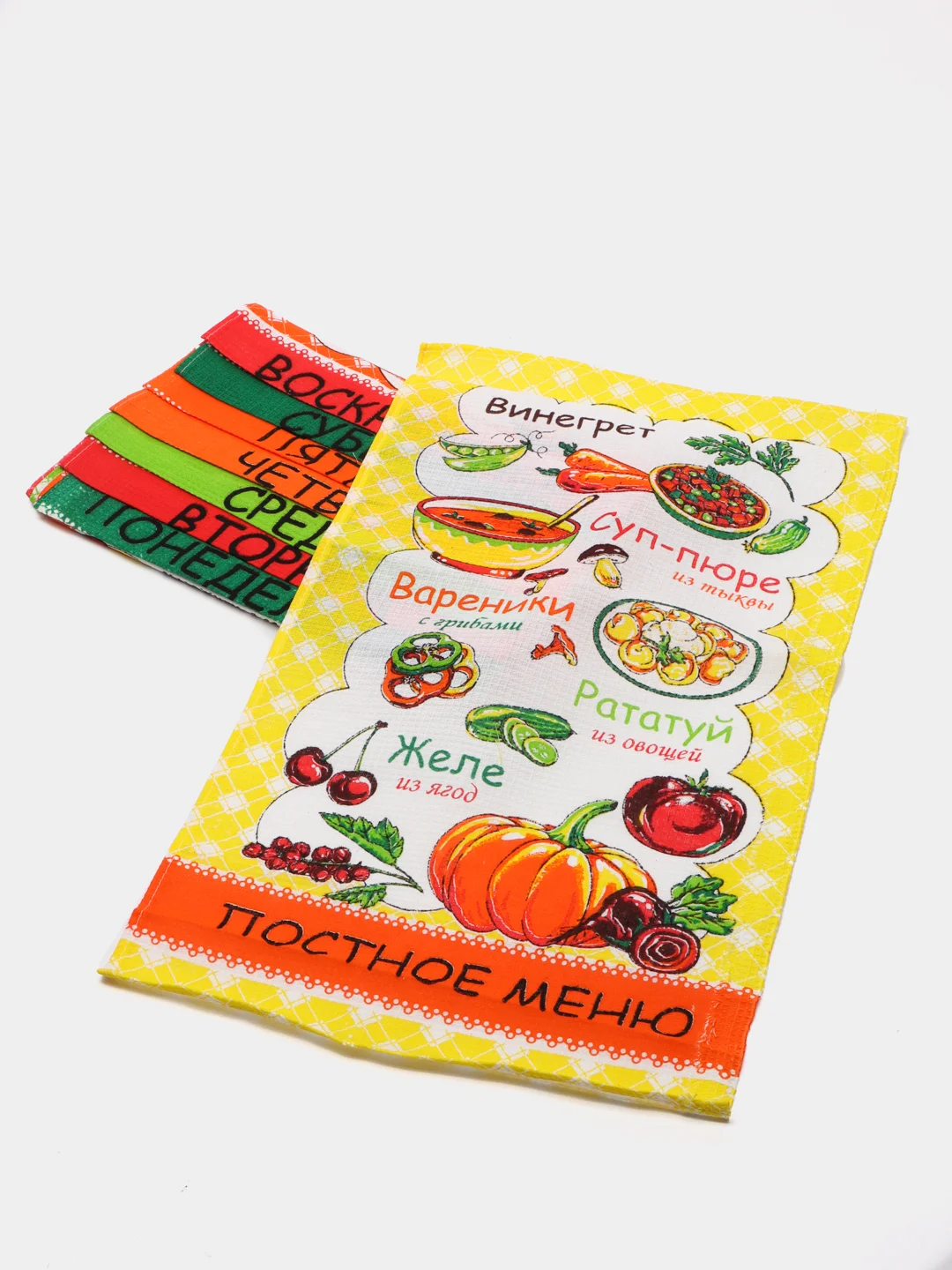 Салатовый кухонные полотенца "Неделька", набор 8 штук, 35х70 см, 100% хлопок