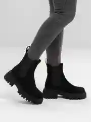 Угольный женские ботинки, челси, осенние