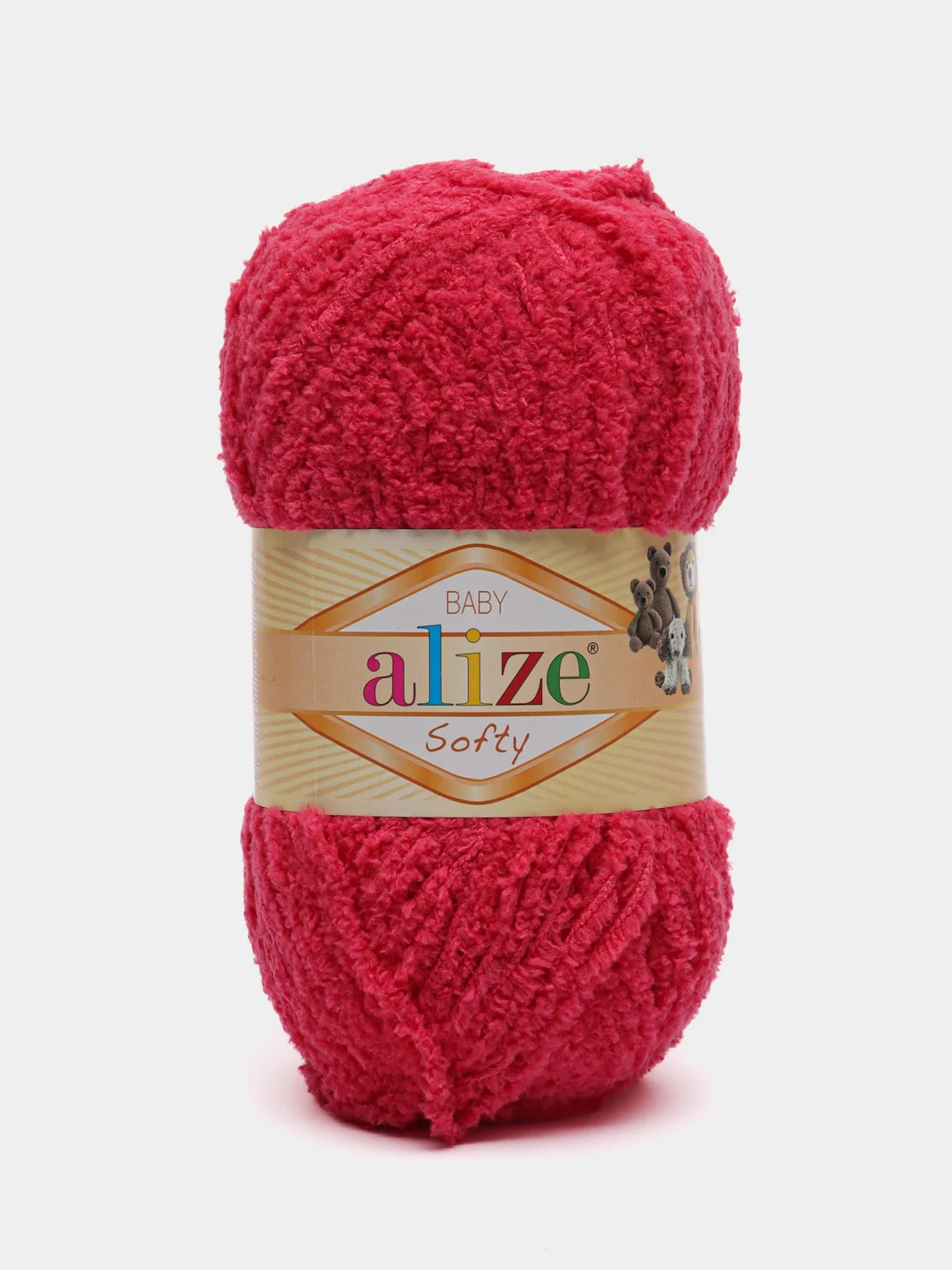 Вишнёвый пряжа плюшевая Alize Softy, микрополиэстер, 50 г, 115 м