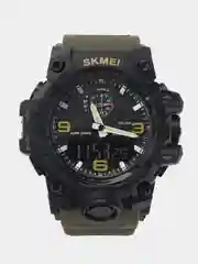 Зелёный хаки мужские спортивные наручные часы Skmei 1586 в подарочной упаковке