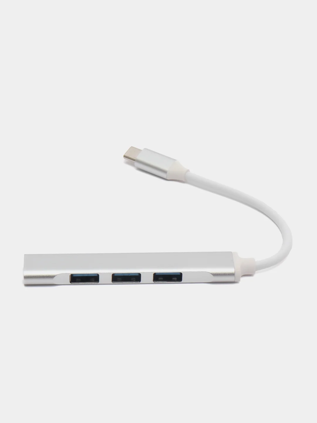 Серебряный usb-хаб на 4 порта USB, с входом USB / Type-C