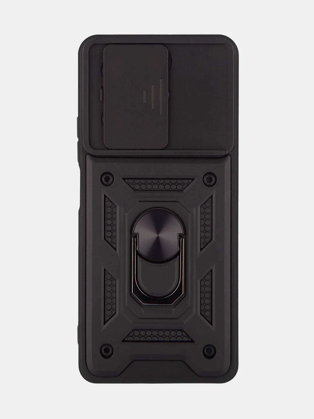 Черный чехол для Tecno Spark 10 Pro противоударный КАРТОФАН, пластиковый, с магнитом и кольцом