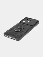 Черный чехол для Tecno Spark 10 Pro противоударный КАРТОФАН, пластиковый, с магнитом и кольцом