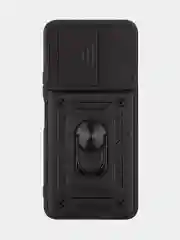 Черный чехол для Infinix Note 12 Pro противоударный КАРТОФАН пластиковый с магнитом и кольцом