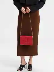Красный сумка женская с цепочкой, текстурная