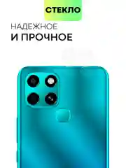 Прозрачный защитное стекло на камеру BROSCORP для телефона Infinix Smart 6, прозрачное, закаленное