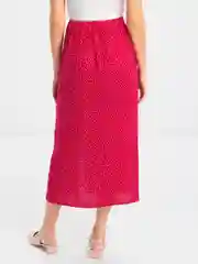 Розовый юбка миди, с разрезом, в горох