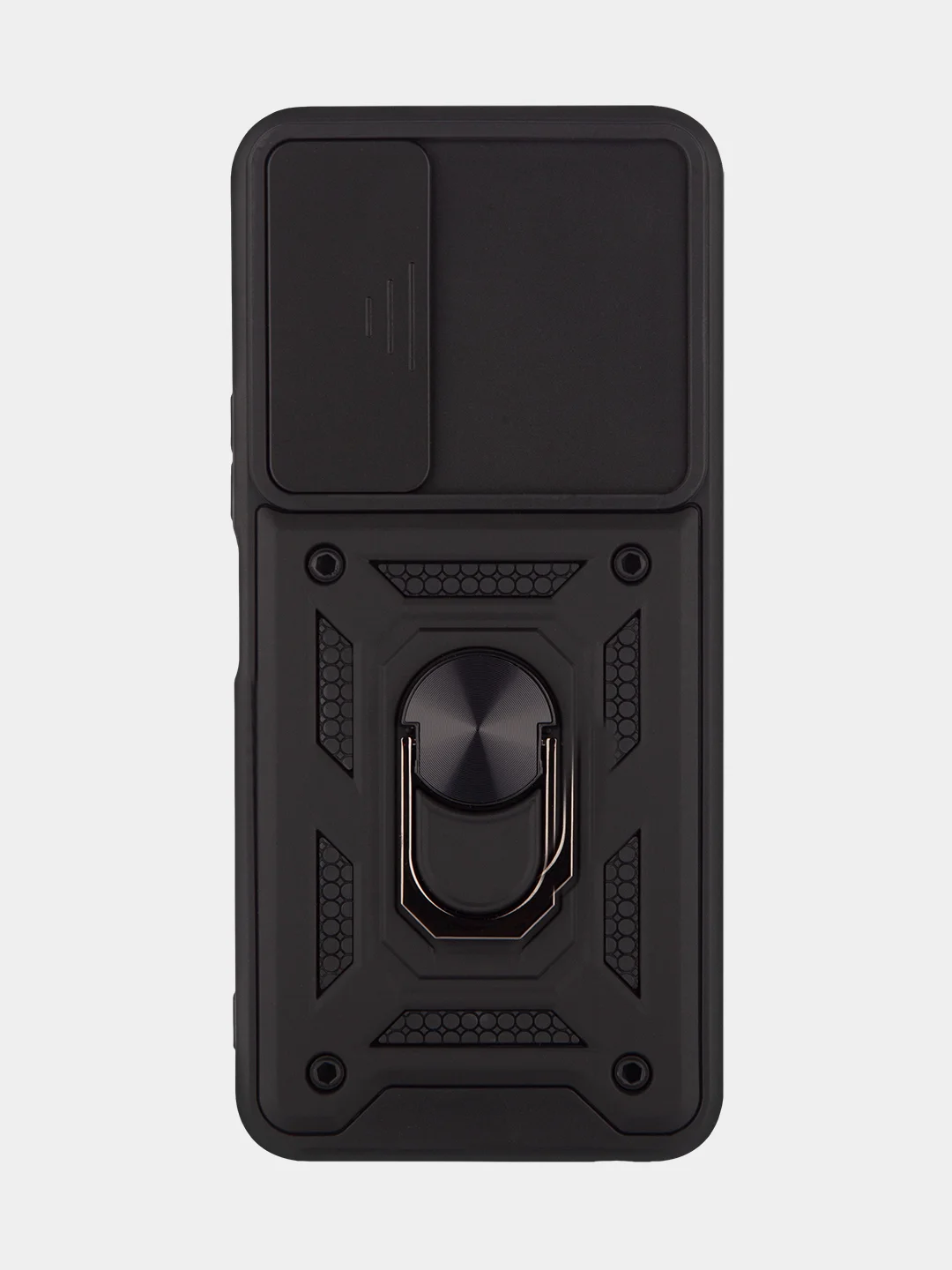 Черный чехол для Tecno Pova Neo 2 противоударный КАРТОФАН, пластиковый, с магнитом и кольцом