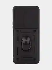Черный чехол для Tecno Pova Neo 2 противоударный КАРТОФАН, пластиковый, с магнитом и кольцом