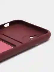 Багровый чехол силиконовый для iPhone 7/8/SE/11/12/13/14/15/Plus/Pro Max, с карманом для карты