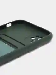 Тёмно-зелёный чехол силиконовый для iPhone 7/8/SE/11/12/13/14/15/Plus/Pro Max, с карманом для карты
