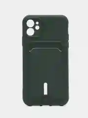 Тёмно-зелёный чехол силиконовый для iPhone 7/8/SE/11/12/13/14/15/Plus/Pro Max, с карманом для карты