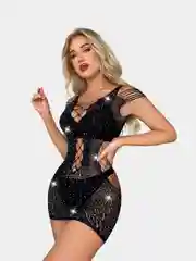 Платье сексуальное мини в сетку со стразами,  платье гоу-гоу