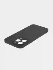 Черный чехол + стекло для iPhone 15 Pro Max силиконовый ROSCO матовый тонкий с защитой камер