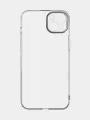 Прозрачный чехол + стекло для iPhone 15 Plus силиконовый ROSCO прозрачный с бортиком- защитой камер
