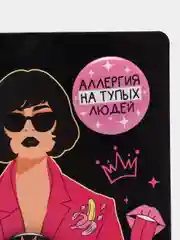 Набор значков на открытке "Клуб плохих девочек", 11,5 х 9 см, Коллекция значков набор