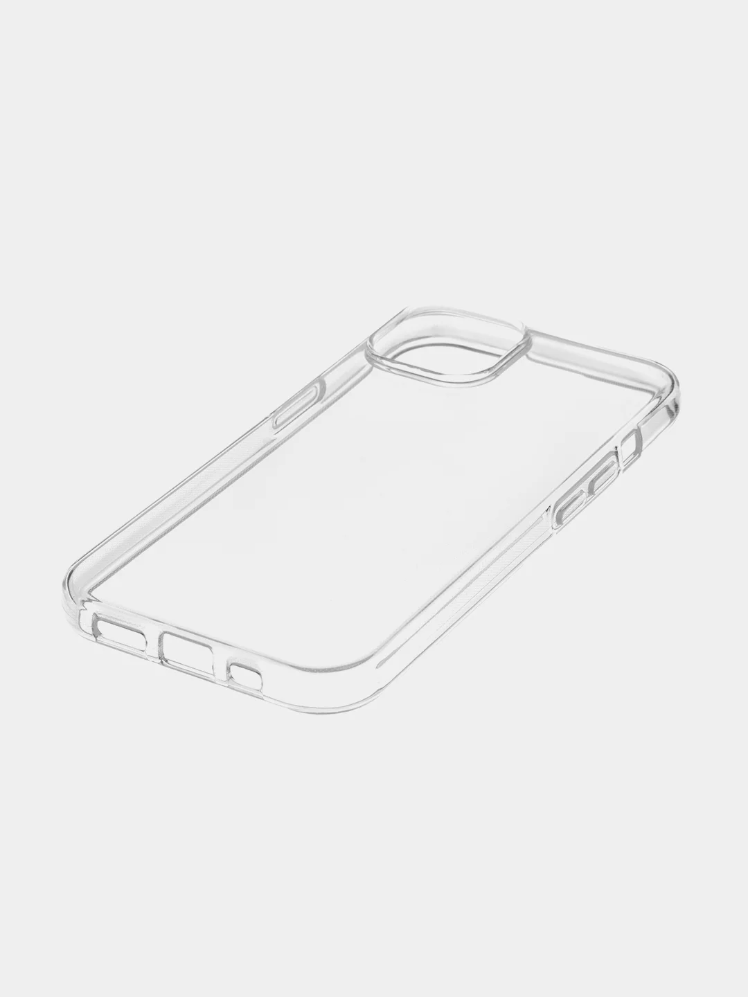Прозрачный чехол для iPhone 15 силиконовый ROSCO прозрачный с бортиком- защитой камер и от прилипания