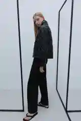 Черный куртка женская INCITY из гладкой экокожи, стеганая отделка с узором в ромб