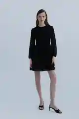 Черный платье женское INCITY с крупным бантом на груди, вырез-каре