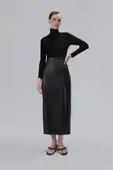 Черный юбка женская INCITY макси из экокожи